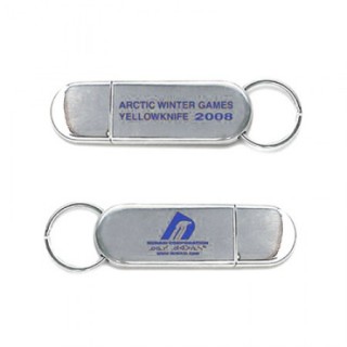 Metallic Shine USB 2.0 Flash Drive with Key Ring - 4GB