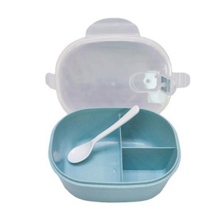 Oval Eco Wheat 3 side Food Container With Spoon