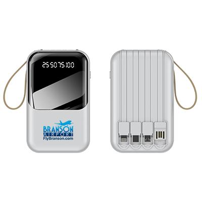 LED Torch Light Power Bank with Built-in 4 Cables - 10000mAh 01