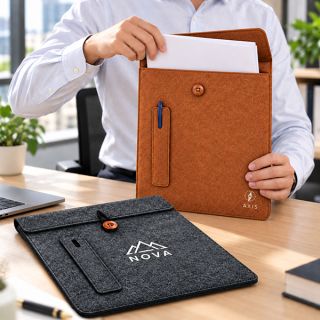 15.4" Felt Tablet Document Sleeve with Pen Holder 02