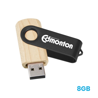 Metal Swivel Black Wooden USB Flash Drive – 8GB 01