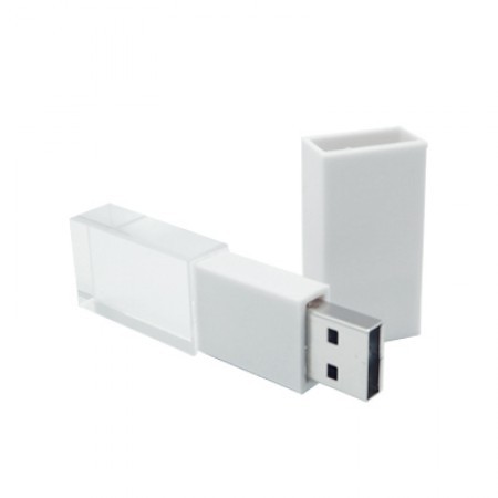 Clear White Acrylic USB Drive with LED Light - 4GB 01
