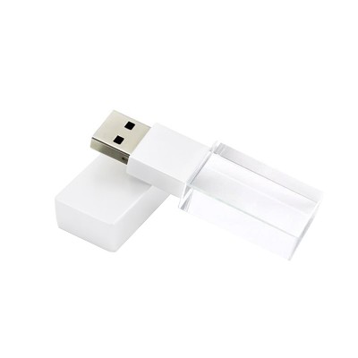 White Metal Acrylic USB Drive with LED Light - 8GB 05
