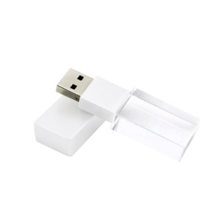 White Metal Acrylic USB Drive with LED Light - 8GB 04