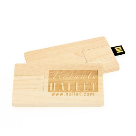 Wooden Card Shaped USB Flash Drive - 4GB 01