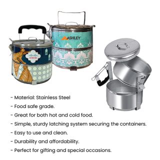 2 Tier Stainless Steel Tiffin Box Sticker Wrap - 10cm 09
