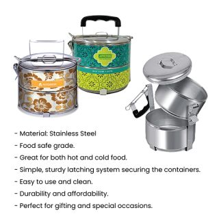 2 Tier Stainless Steel Tiffin Box Sticker Wrap - 12cm 09