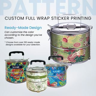 2 Tier Stainless Steel Tiffin Box Sticker Wrap - 14cm 03