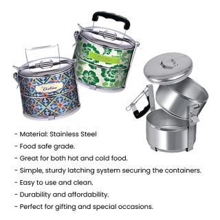 2 Tier Stainless Steel Tiffin Box Sticker Wrap - 14cm 09