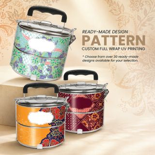 2 Tier Stainless Steel Tiffin Box UV Print - 14cm 03