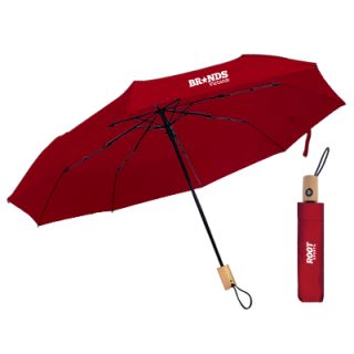 21'' Auto Open-Close 3 Fold Umbrella with Wooden Handle 06