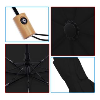 21'' Auto Open-Close 3 Fold Umbrella with Wooden Handle 08