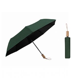 21'' 3 Fold Black Coated Umbrella with Wooden Handle 06