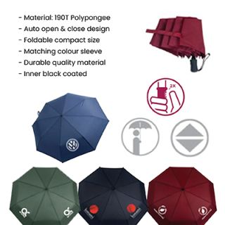 21" Auto-Open Close 3 Fold Black Coated Umbrella 09