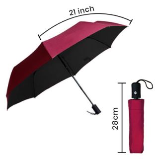 21" Auto-Open Close 3 Fold Black Coated Umbrella 08