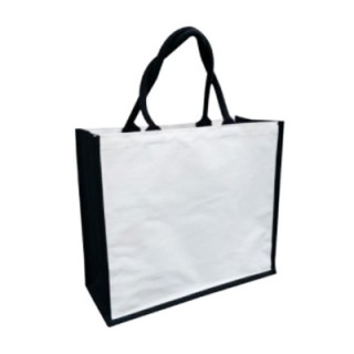 Black Handle Laminated Lining Jute Bag (410x360x160)