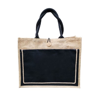 Eco-Friendly Jute Bag With Front Pocket (430x350x145) 04
