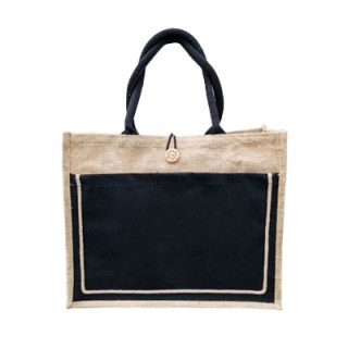 Eco-Friendly Jute Bag with Front Pocket (430x350x145) 03