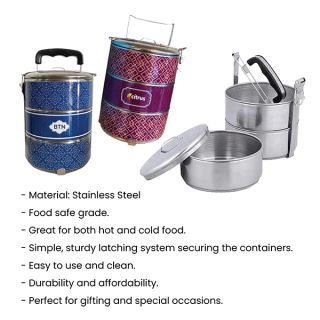 3 Tier Stainless Steel Tiffin Box Sticker Wrap - 14cm 09