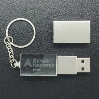 Elegant 60mm LED Crystal USB Drive with Key Chain - 4GB