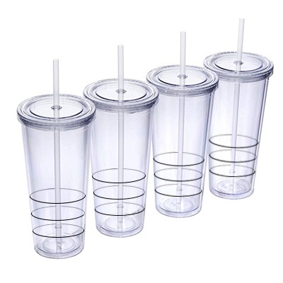 Acrylic Double Layer Tumbler With Straw - 650ml 07