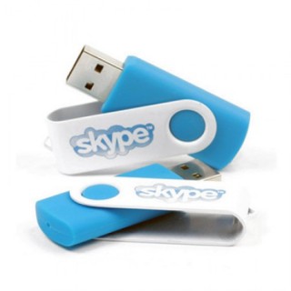 White Metal Swivel Coated USB Flash Drive - 4GB 03