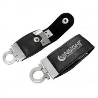 Button Flap Leather USB Flash Drive - 4GB