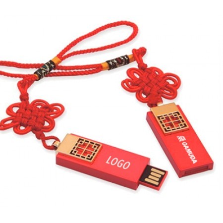 Good Fortune USB Flash Drive with Red Knot Chain - 4GB 01