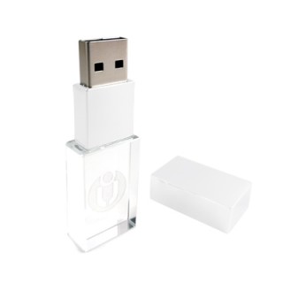 White Metal Acrylic USB Drive with LED Light - 8GB