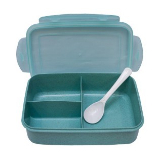 Eco Wheat 3 side Food Container With Spoon