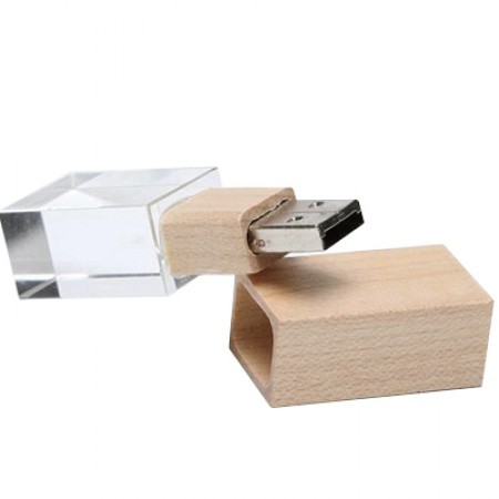 Wooden Crystal USB Memory Drive with LED Light USB - 4GB 01