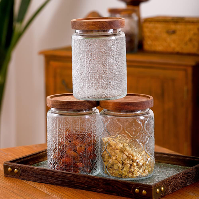 Wooden Lid Glass Canister - 700ml | Glass Canister Supplier Malaysia ...