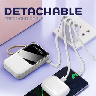 LED Torch Light Power Bank with Built-in 4 Cables - 10000mAh 07
