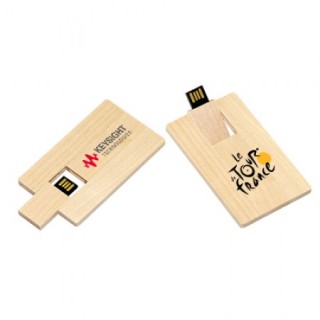 Wooden Card Shaped USB Flash Drive - 4GB