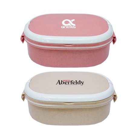 Oval Eco Wheat Food Container With Spoon 01