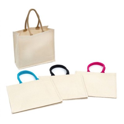 Color Handle Laminated Canvas Bag  (400x350x160) 01