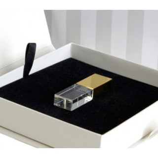 Gold Cap Crystal USB Memory Drive with LED Light - 4GB 04