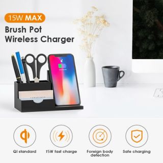 Wireless Charging Pen Holder With Mobile Stand - 15W Charger 04