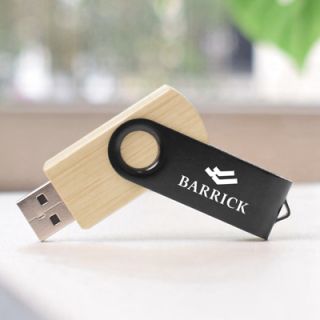 Metal Swivel Black Wooden USB Flash Drive – 8GB