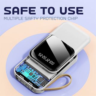 LED Torch Light Power Bank with Built-in 4 Cables - 10000mAh 09