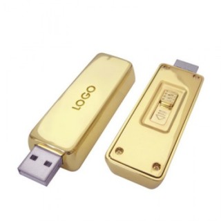 Novelty Gold Bar Bullion Shaped Premium Gold Bar USB Flash Drive - 4GB
