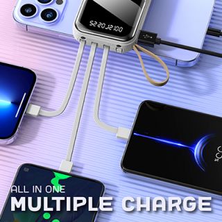 LED Torch Light Power Bank with Built-in 4 Cables - 10000mAh 06