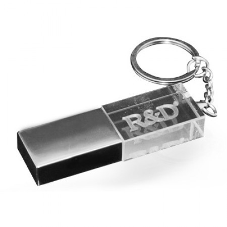 Elegant 60mm LED Crystal USB Drive with Key Chain - 4GB 01