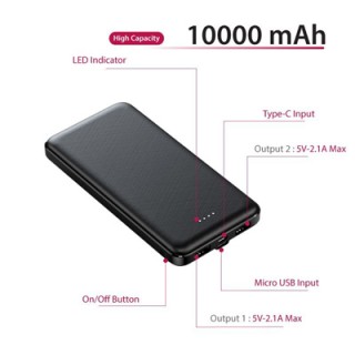 Dual USB Portable Charger Power Bank - 10000mAh