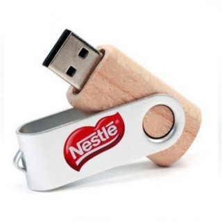 Metal Swivel Wooden USB Flash Drive - 4GB 05