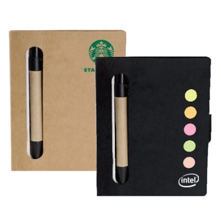 Eco Notes Pad with Recycled Pen & Sticky Note 01
