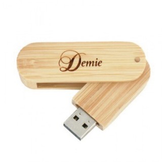 Swivel Rotary Bamboo USB Flash Drive - 4GB