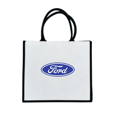 Black Handle Laminated Lining Jute Bag  (410x360x160) 01