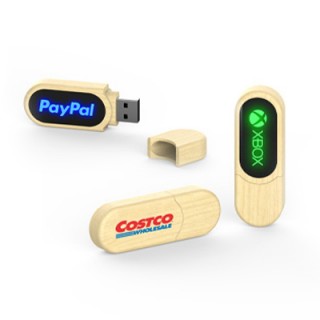 Rounded Wooden Light Up USB Flash Drive - 8GB 03