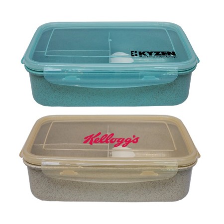 Eco Wheat 3 side Food Container With Spoon 01